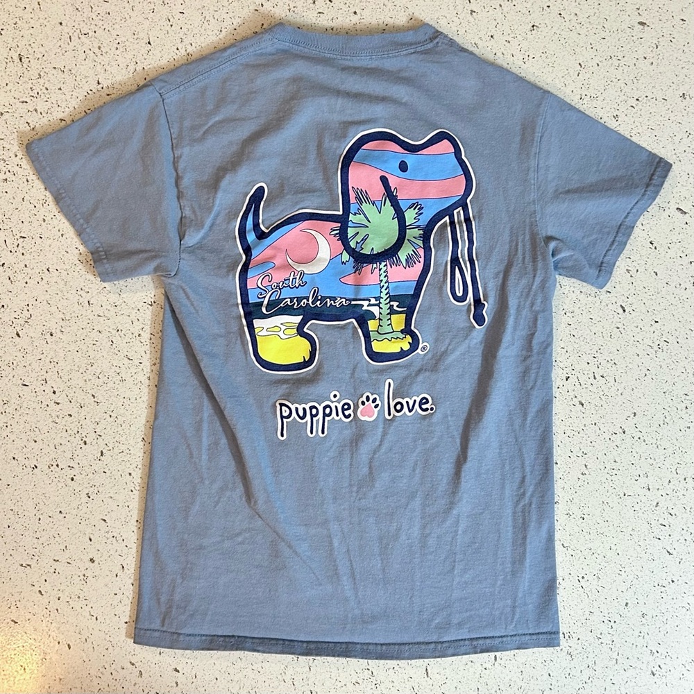 Grey Blue Puppies Love Rescue Beach T Shirt